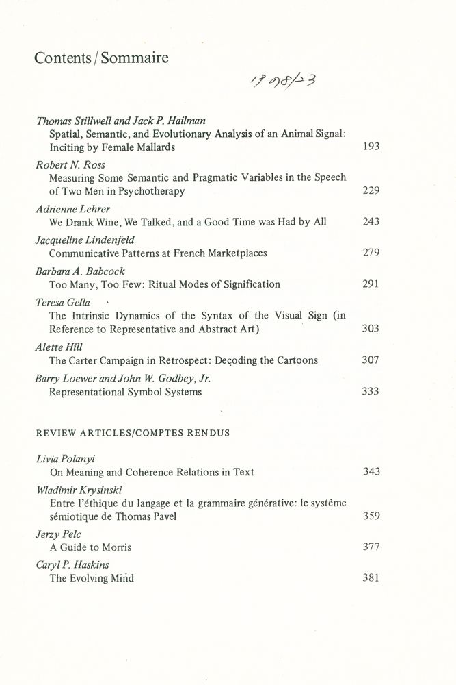 『SEMIOTICA』 Vol. 23 - 3/4 3