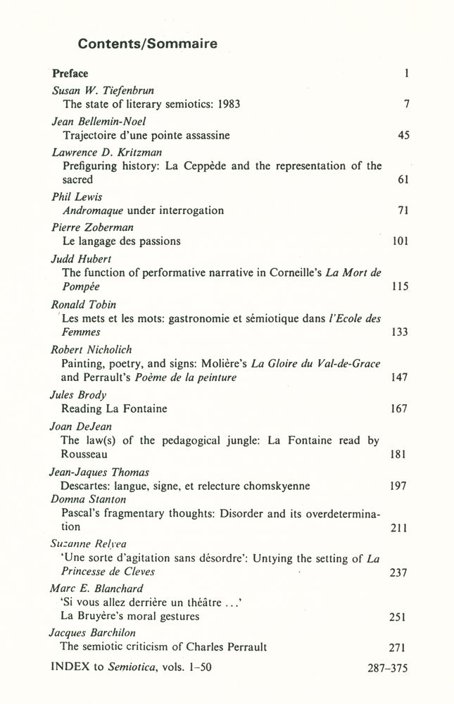 『SEMIOTICA』 1984 Volume 51 - 1/3 4