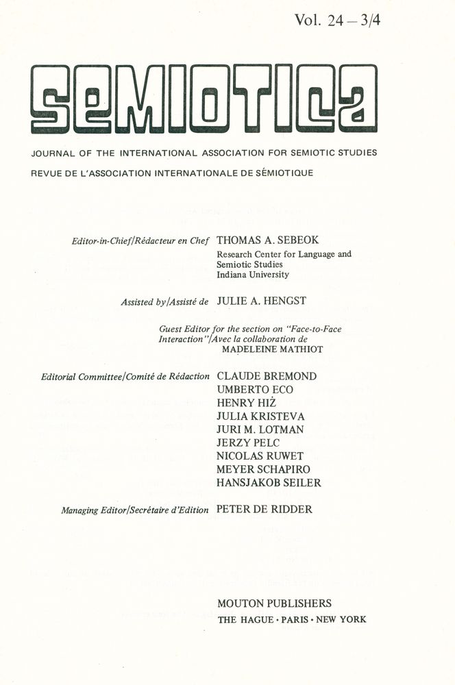 『SEMIOTICA』 Vol. 24 - 1/2 3