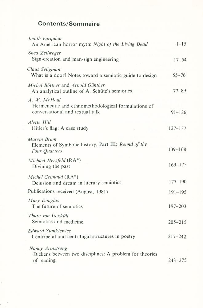 『SEMIOTICA』 1982 Volume 38 - 1/2 4