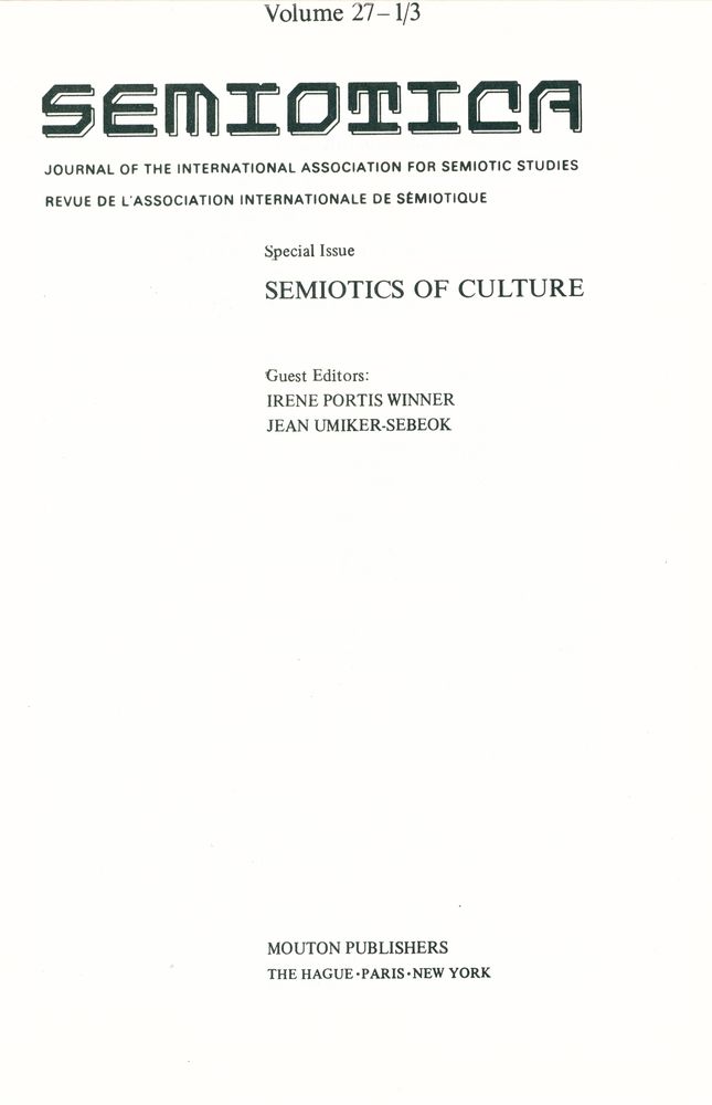 『SEMIOTICA』 Volume 27 3