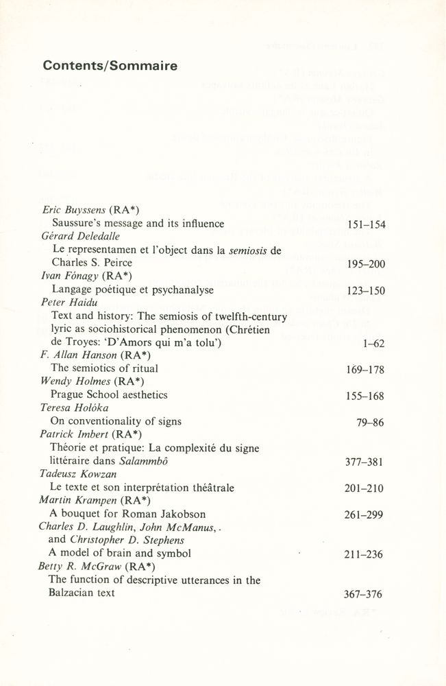 『SEMIOTICA』 1981 Volume 33 - 3/4 3