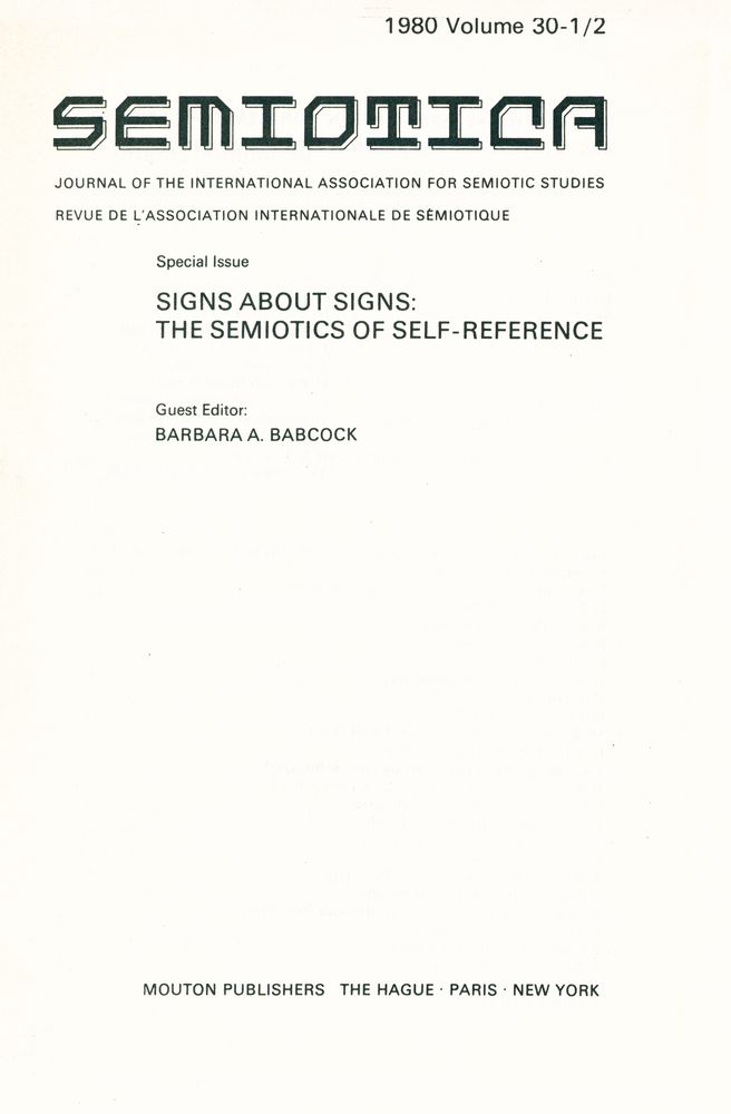 『SEMIOTICA』 1980 Volume 30 - 1/2 2