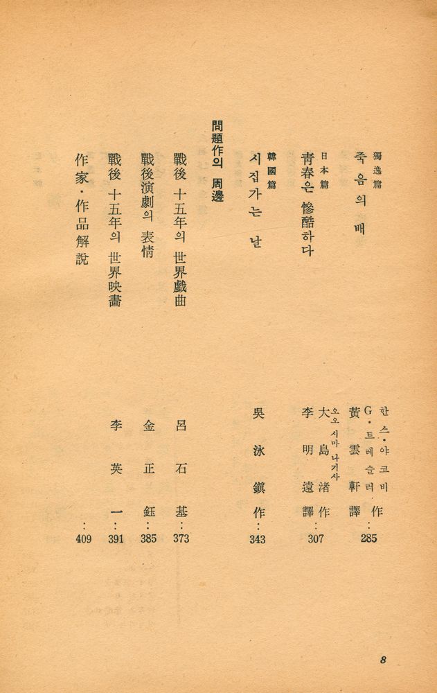 『世界戰後問題戱曲 씨나리오集 : 世界戰後文學全集 10(세계전후문제희곡 씨나리오집 : 세계전후문학전집 10)』 4