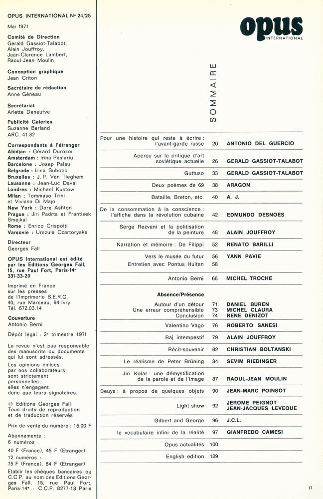 『opus INTERNATIONAL』 24, 25 1971 2