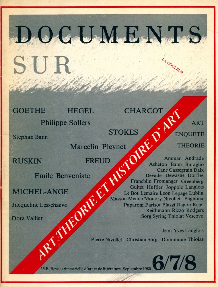 『DOCUMENTS SUR ART THEORIE ET HISTOIRE D'ART』  SEPTEMBRE 1980 1