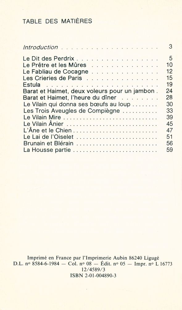 『fabliaux et contes du moyen âge』 2