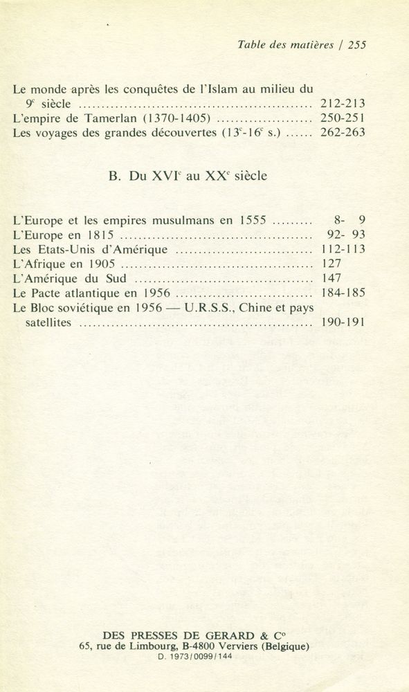 『panorama de l'histoire universelle du XVIe au XXe siècle』