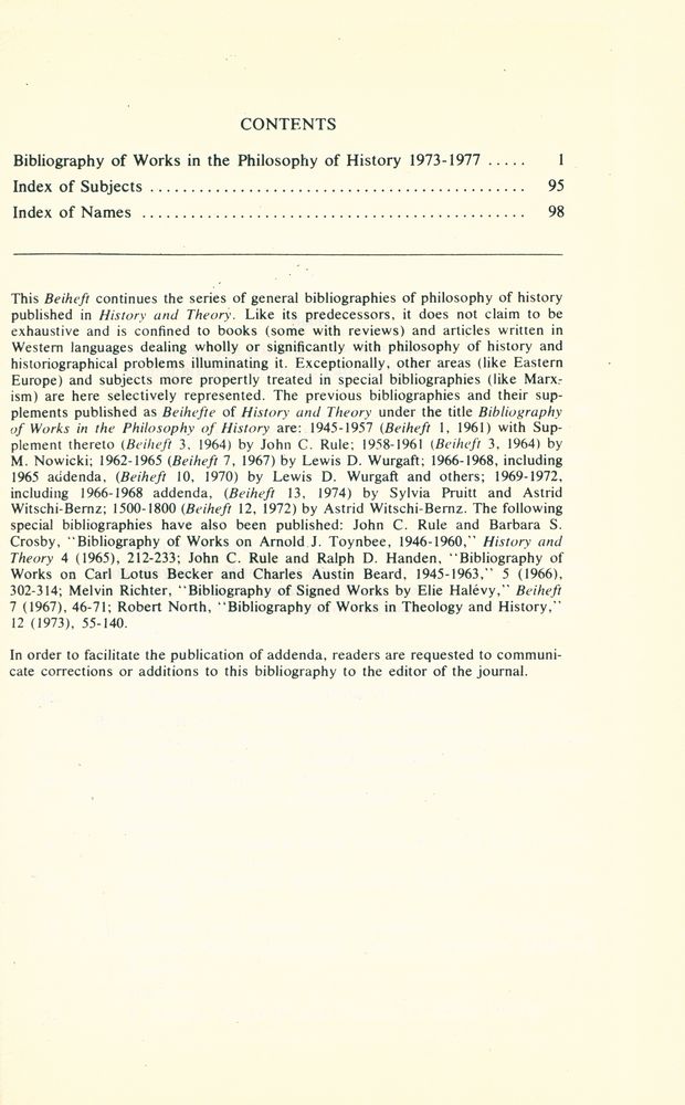 『History & Theory』 18, 1979(1 - 4) 8