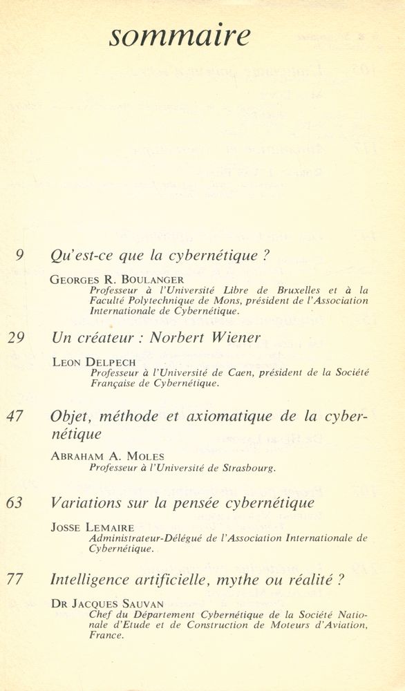 『le dossier de la cybernétique : utopie ou science de demain dans le monde d'aujourd'hui?』 2