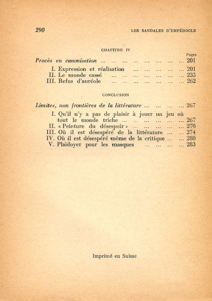 『LES SANDALES D'EMPÉDOCLE : ESSAI SUR LES LIMITES DE LA LITTÉRATURE』 4