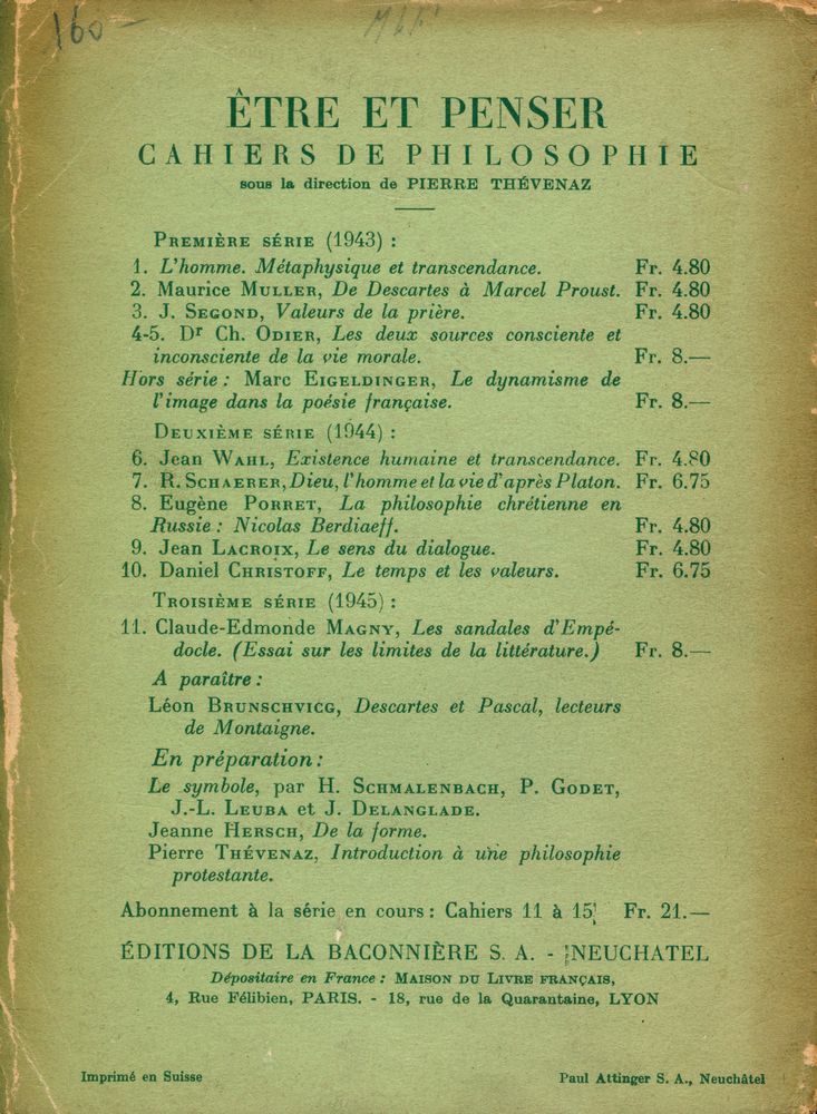 『LES SANDALES D'EMPÉDOCLE : ESSAI SUR LES LIMITES DE LA LITTÉRATURE』 5