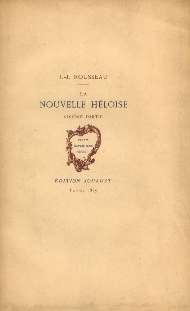 『LA NOUVELLE HÉLOÏSE : DEUXIÈME PARTIE』 1