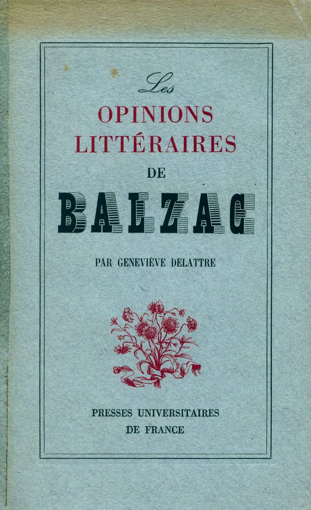 『Les OPINIONS LITTÉRAIRES DE BALZAC』 1