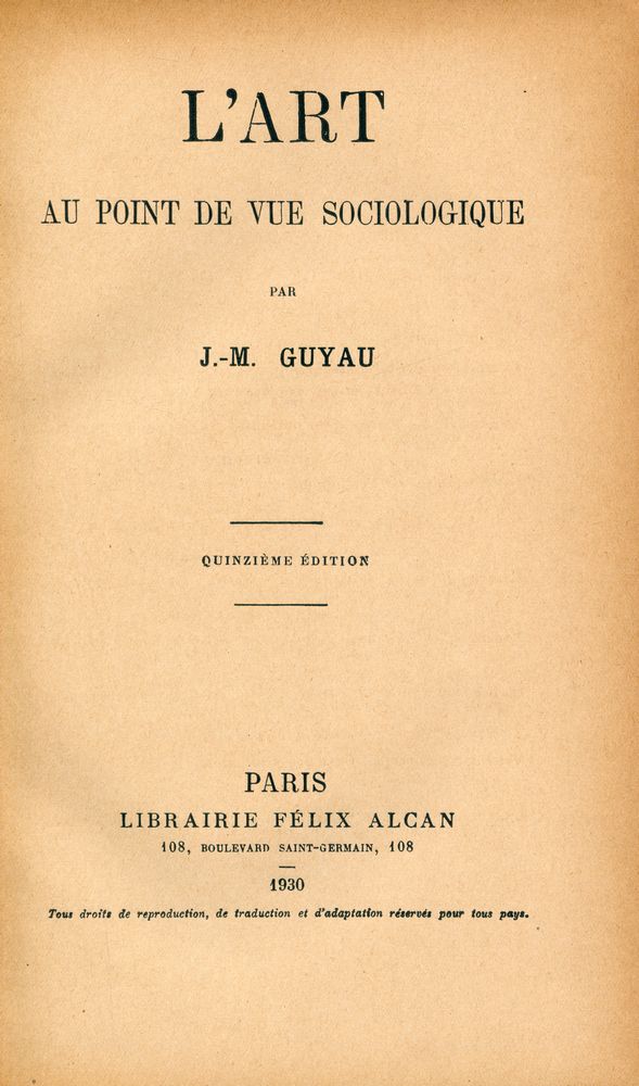 『L'ART AU POINT DE VUE SOCIOLOGIQUE』 1