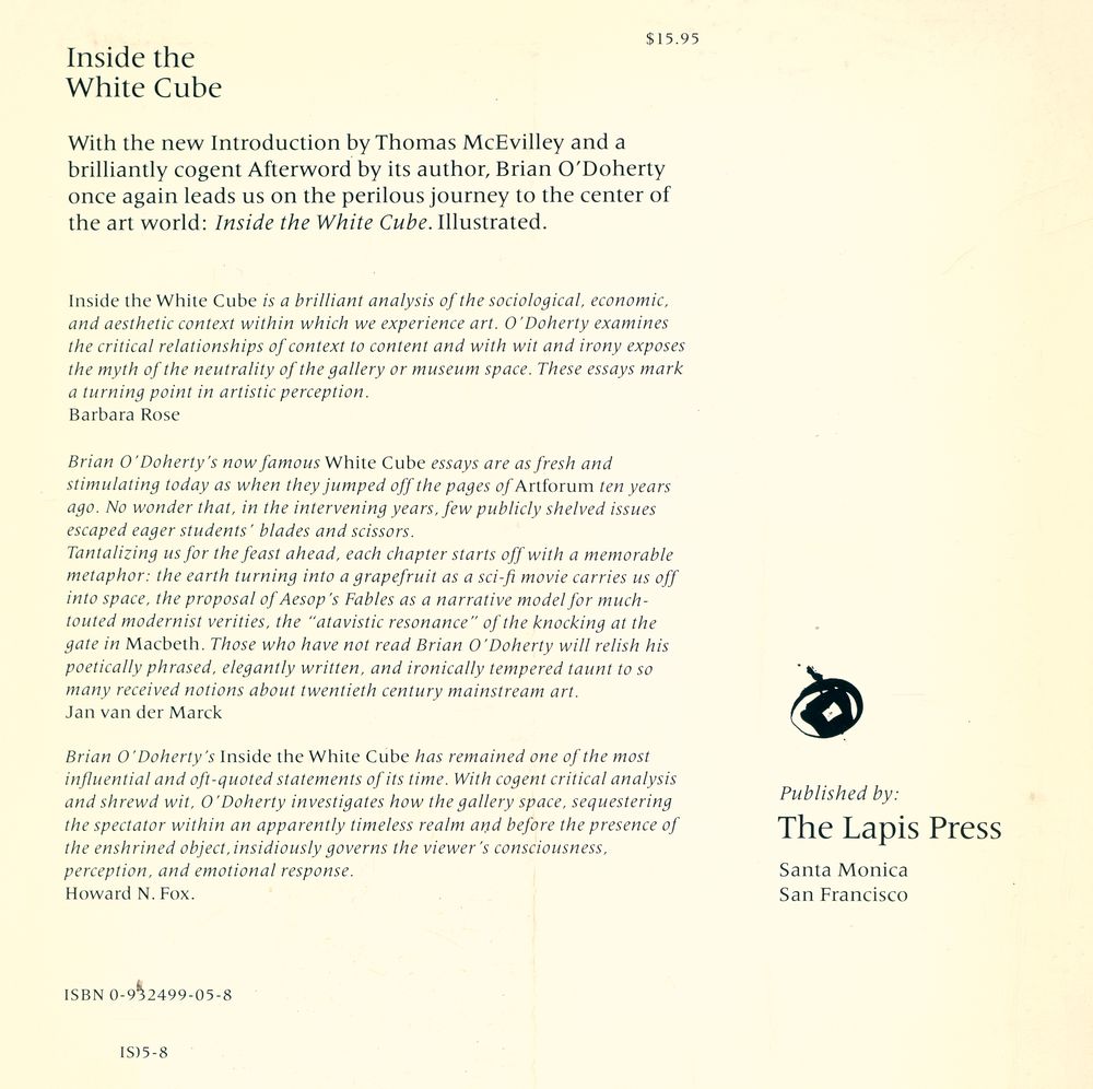 『Inside the White Cube : The Ideology of the Gallery Space』 3