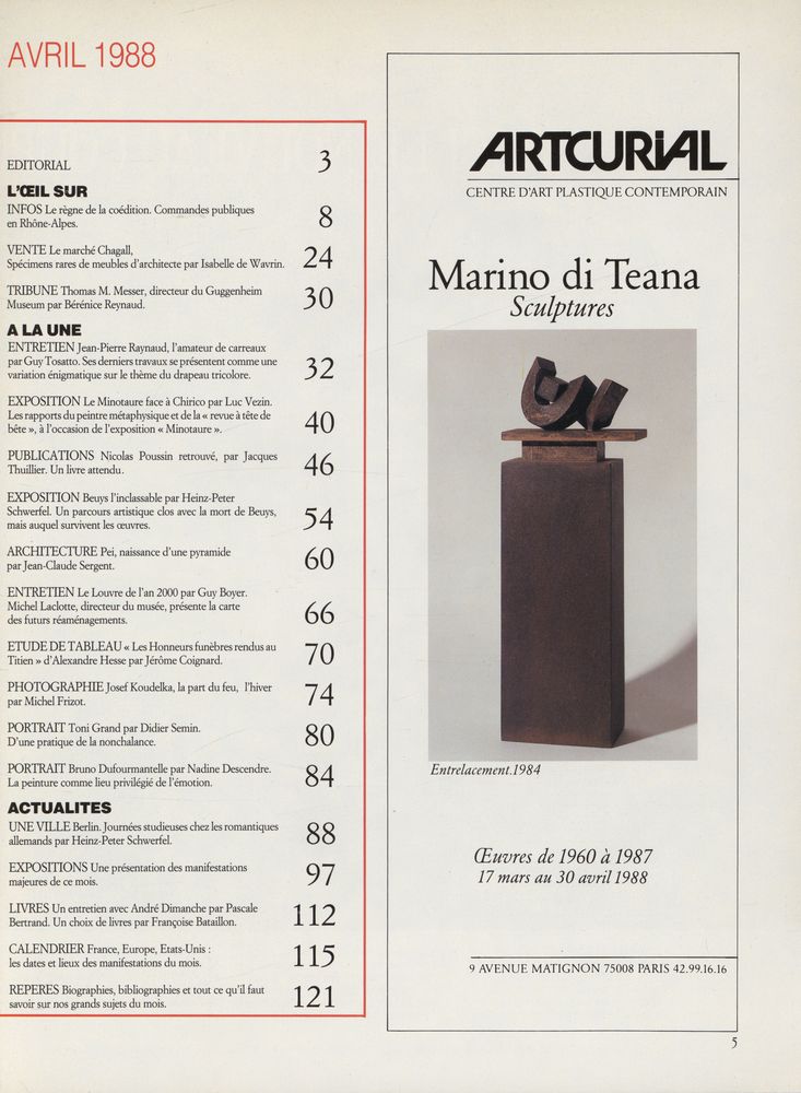 『Beaux Arts Magazine』 N° 56 AVRIL 1988 3