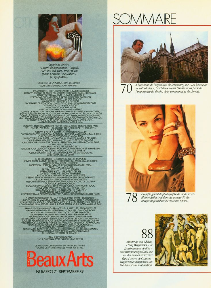『Beaux Arts Magazine』 N° 71 SEPTEMBER 1989 2