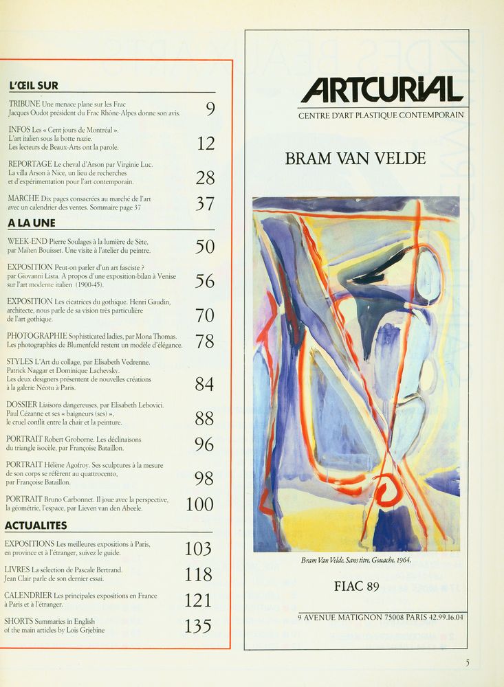 『Beaux Arts Magazine』 N° 71 SEPTEMBER 1989 3