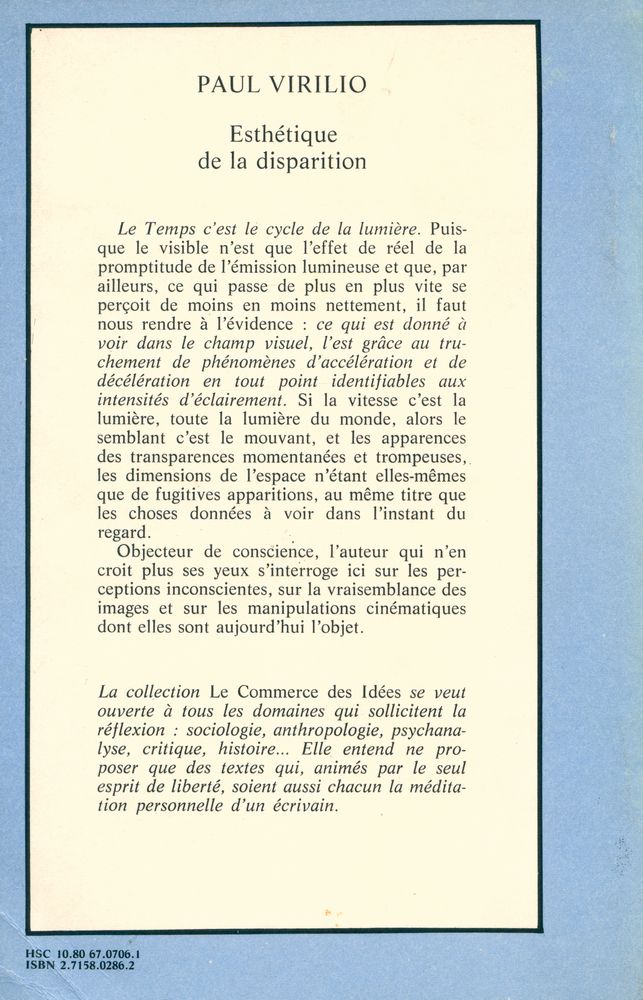 『Esthétique de la disparition : Le Commerce des idées』 3