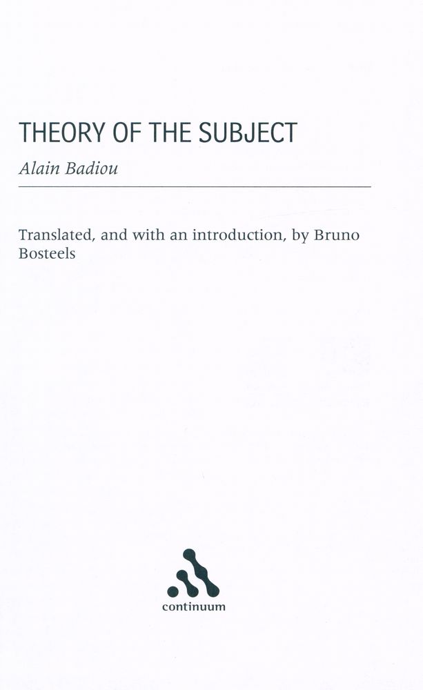 『THEORY OF THE SUBJECT』 1
