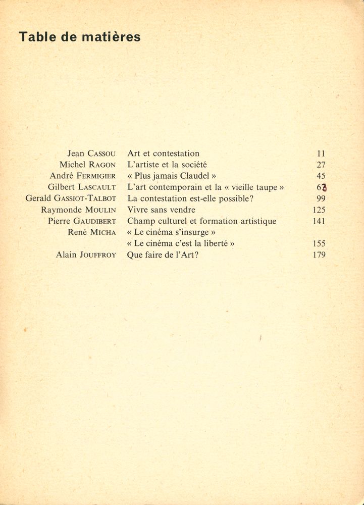 『Art et contestation』 2