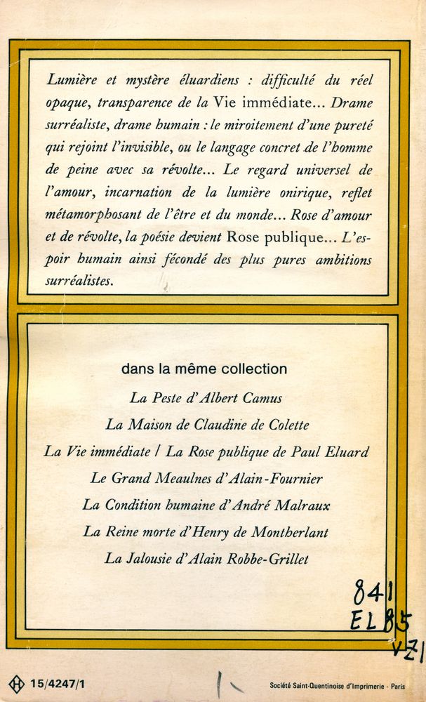 『La Vie immédiate, La Rose publique de Paul Eluard』 3