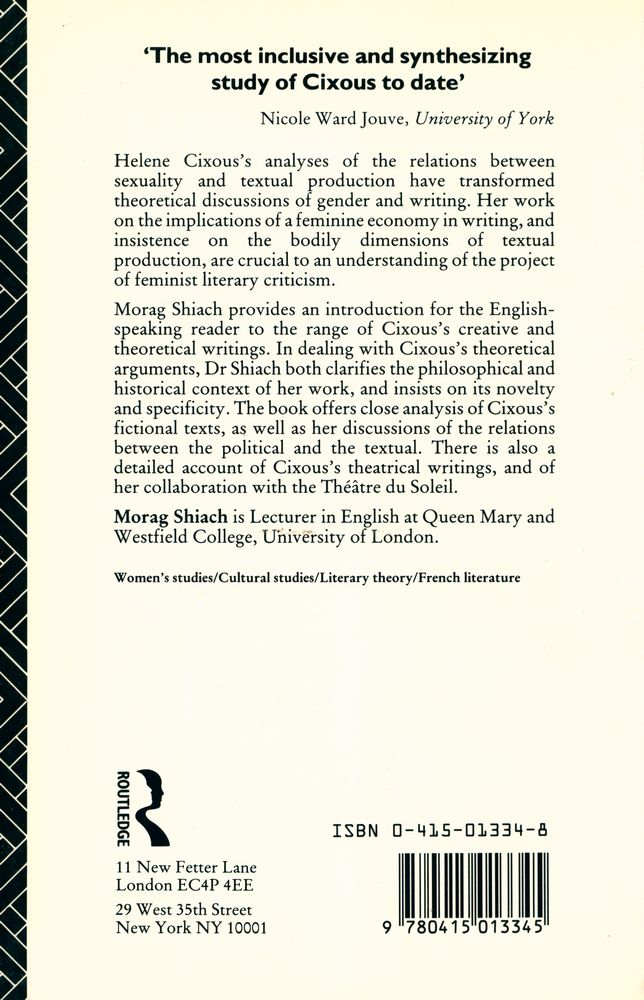 『Hélène Cixous : a politics of writing』 3