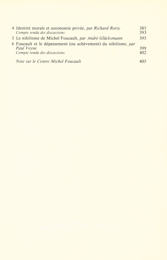 『Michel Foucault philosophe : Rencontre internationale Paris, 9, 10, 11 Janvier 1988』 4