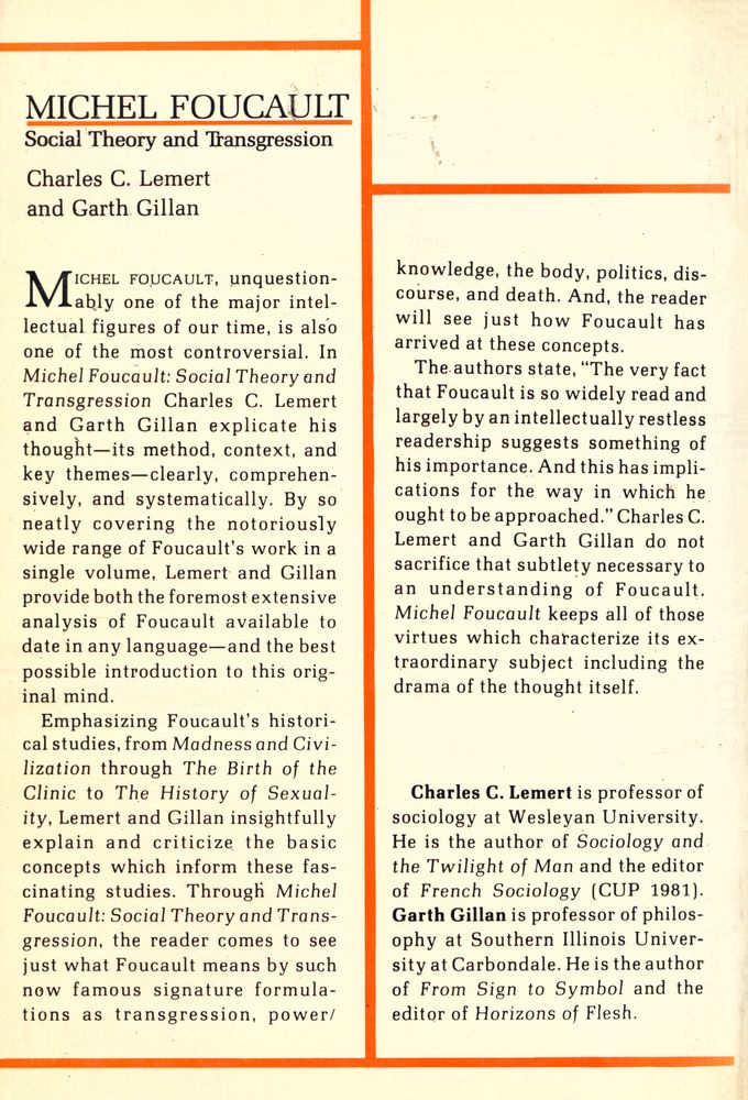 『Michel Foucault : social theory and transgression』 3