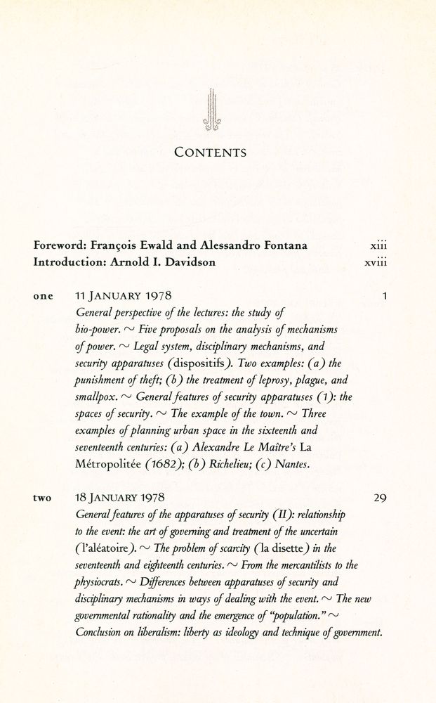 『SECURITY, TERRITORY, POPULATION : LECTURES AT THE COLLÈGE DE FRANCE: 1977 - 1978』 2