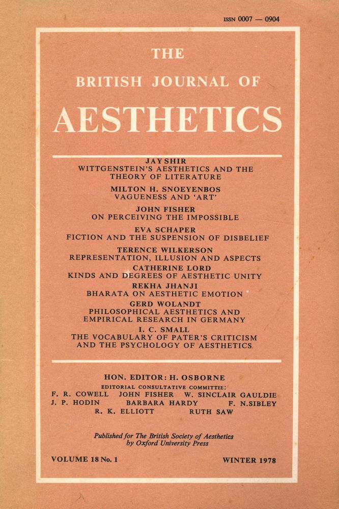 『THE BRITISH JOURNAL OF AESTHETICS』  VOLUME 18 NO. 1 WINTER 1978 1