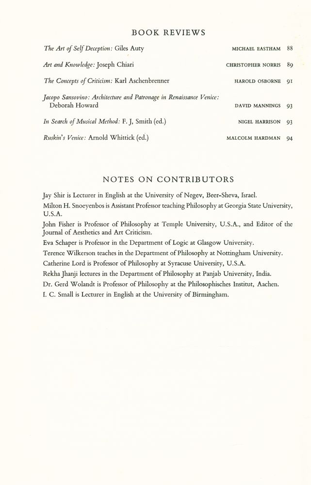 『THE BRITISH JOURNAL OF AESTHETICS』  VOLUME 18 NO. 1 WINTER 1978 3