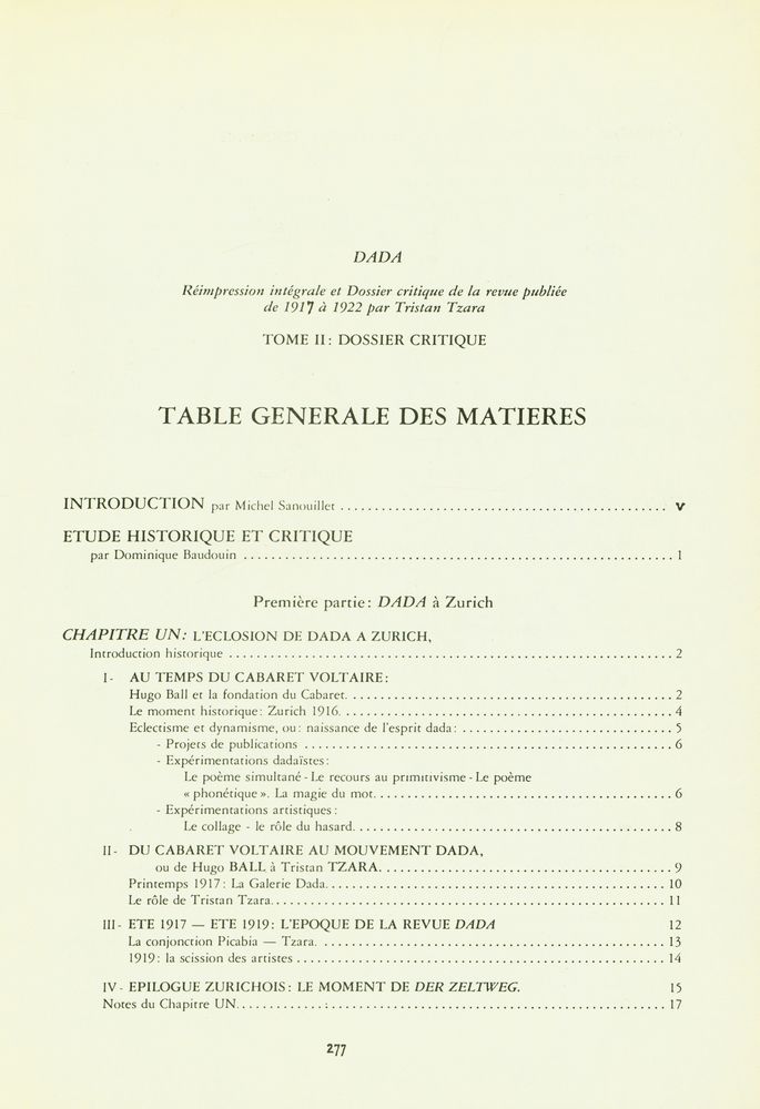 『DADA : Réimpression intégrale et dossier critique de la revue publiée de 1917 a 1922 par TRISTAN TZARA : TOME Ⅱ : Dossier critique』  2