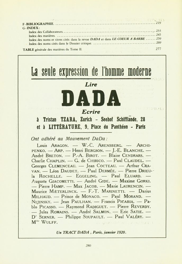 『DADA : Réimpression intégrale et dossier critique de la revue publiée de 1917 a 1922 par TRISTAN TZARA : TOME Ⅱ : Dossier critique』  5