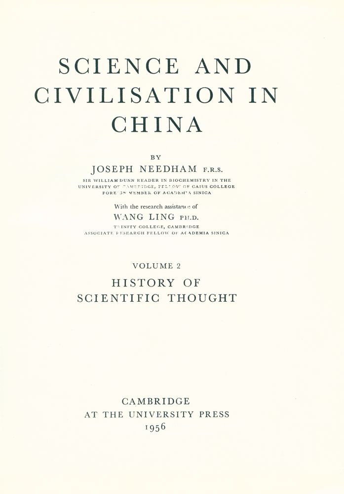 『SCIENCE AND CIVILISATION IN CHINA VOLUME 2 HISTORY OF SCIENTIFIC THOUGHT』 1