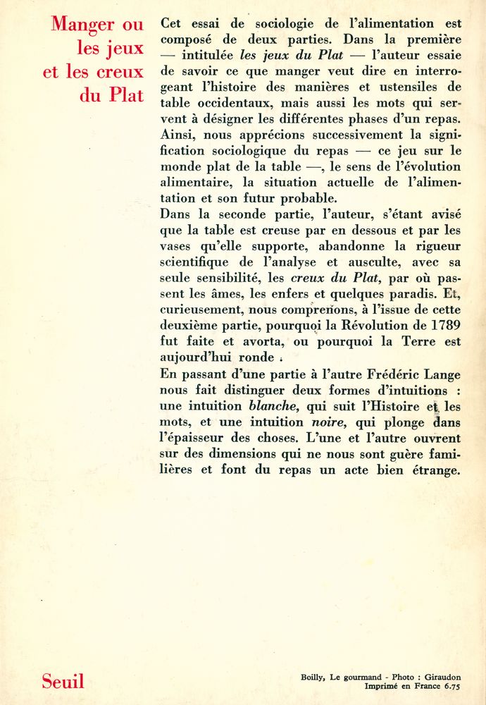 『MANGER OU LES JEUX ET LES CREUX DU PLAT』 3