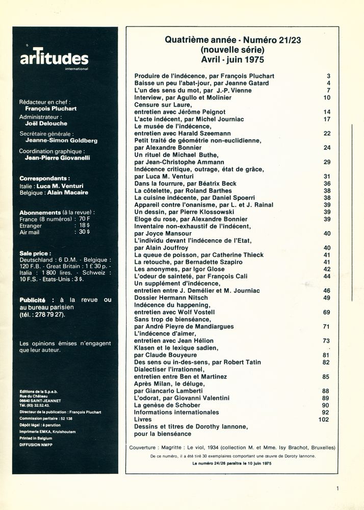 『arTitudes international』 Numero 21/23 Avril - juin 1975 2