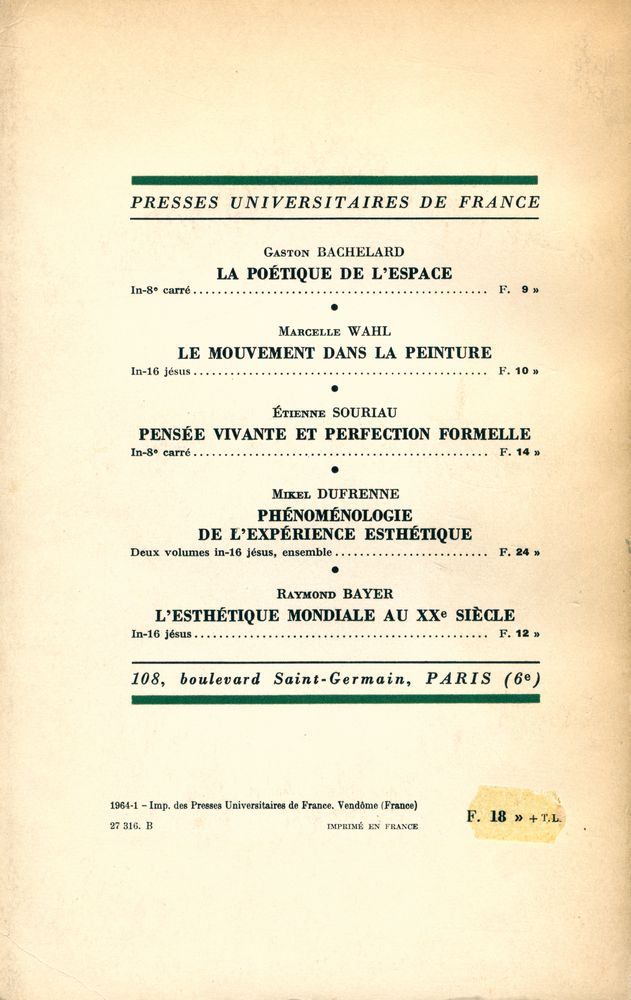 『LA PEINTURE ET L'ESPACE : Recherche sur les conditions formelles de l'expérience esthétique』 7