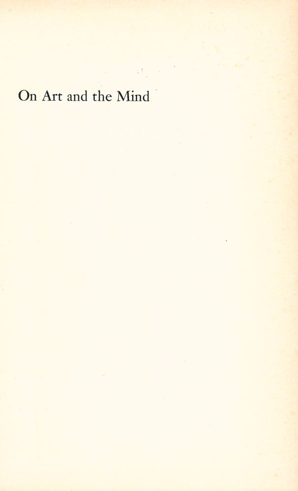 『ON ART AND THE MIND』 1