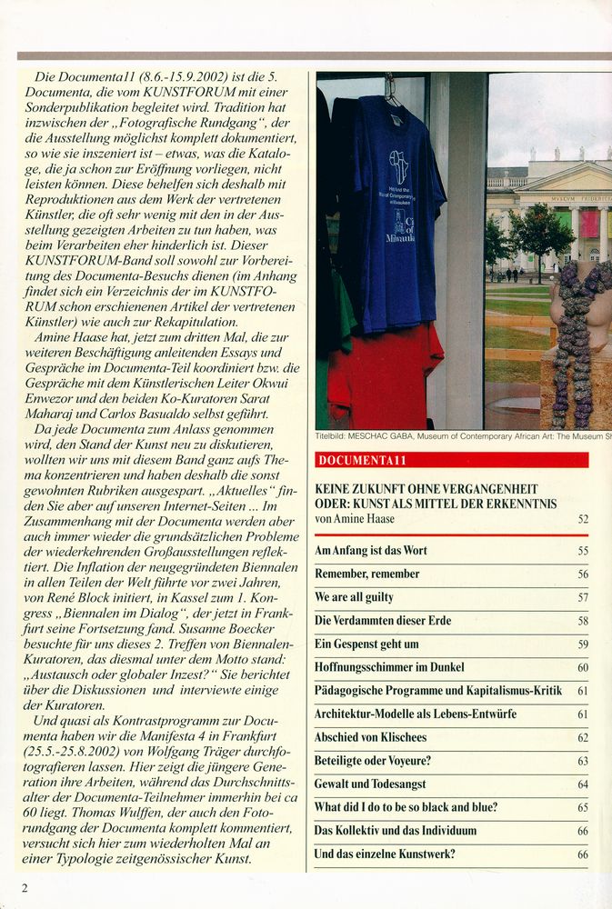『Kunstforum International』 August - Oktober 2002 2