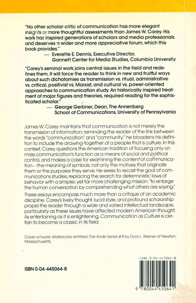 『Media and popular culture 1 : Communication as culture : essays on media and society』 3