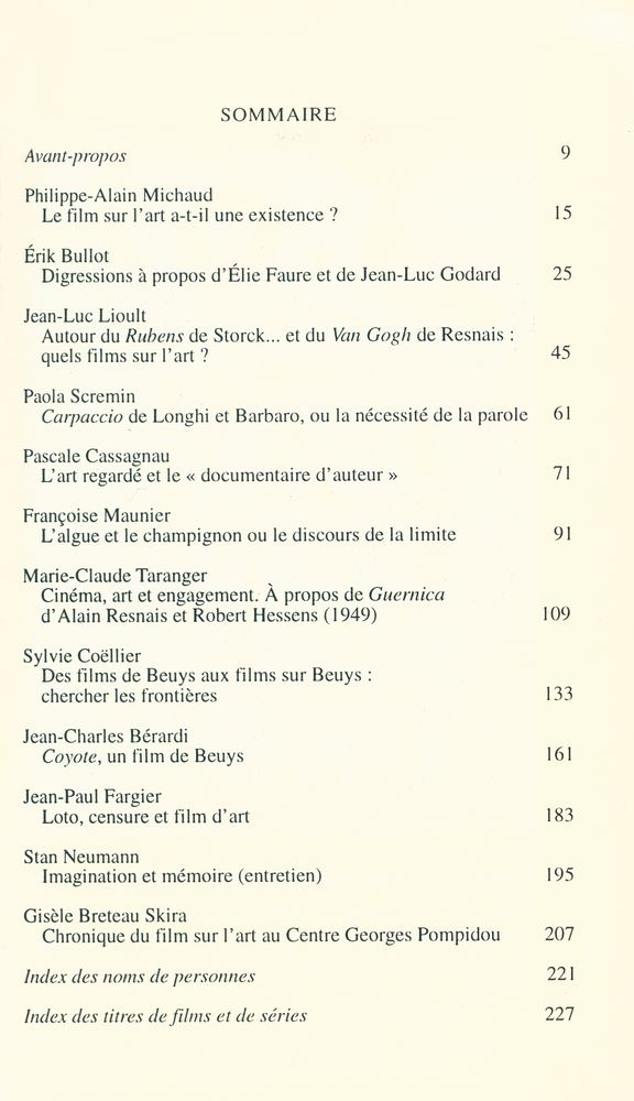 『『Le film sur l'art et ses frontières : actes du colloque sous la direction de Yves Chevrefils Desbiolles : Cité du livre d'aix - en - provence, 14, 15 et 16 mars 1997』』 2