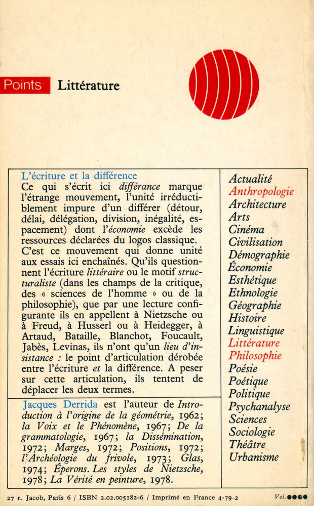 『L'Écriture et la différence』 3