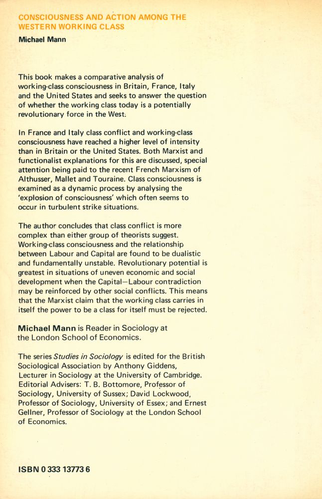 『CONSCIOUSNESS AND ACTION AMONG THE WESTERN WORKING CLASS』 3