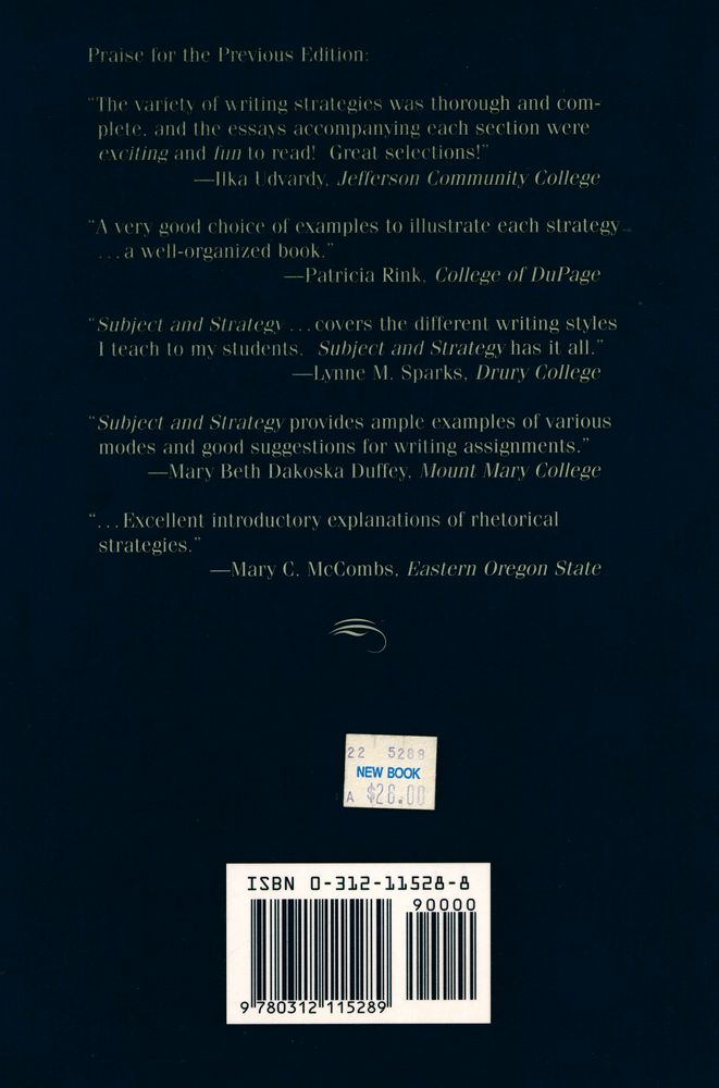 『SUBJECT and STRATEGY : A Rhetoric Reader』