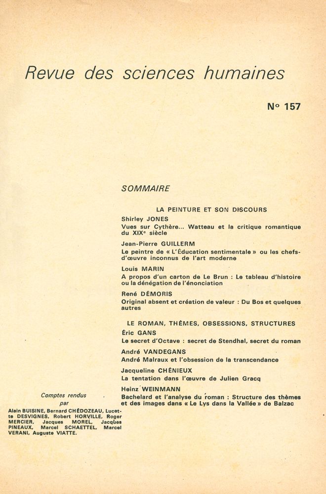 『Revue des sciences humaines』 2