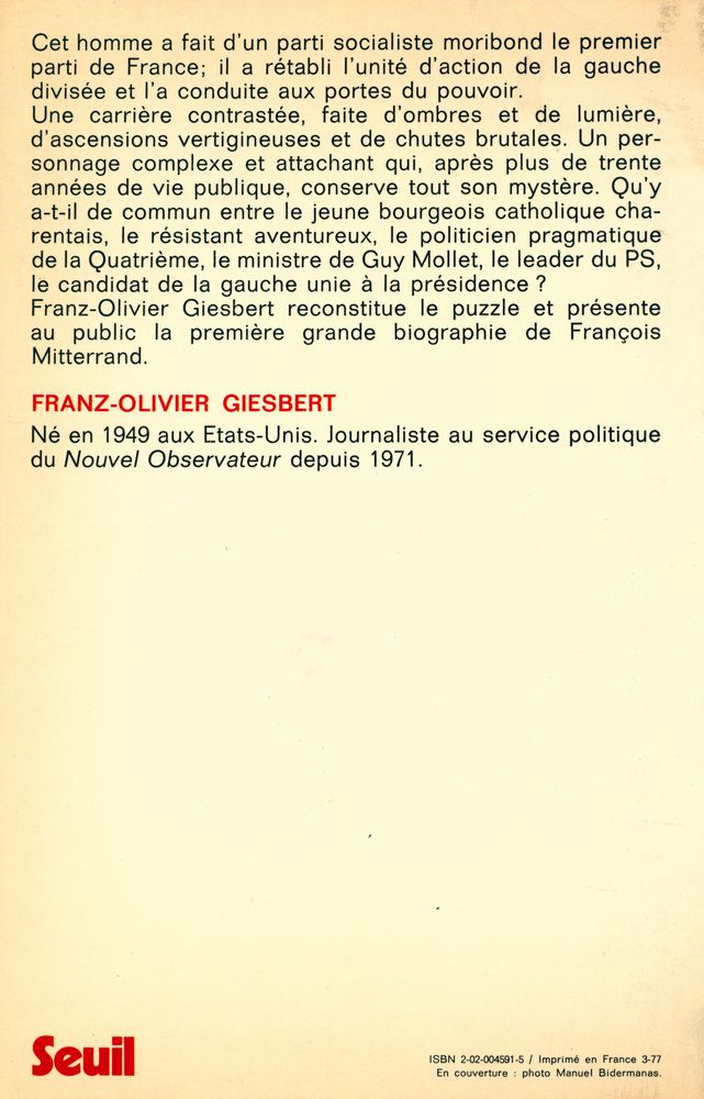 『FRANÇOIS MITTERRAND OU LA TENTATION DE L'HISTOIRE』 4
