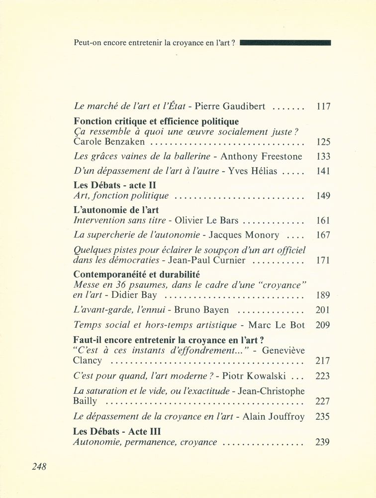 『PEUT - ON ENCORE ENTRETENIR LA CROYANCE EN L'ART? : Rencontres d'Apt - Vaucluse 24 - 25 février 1990』 3