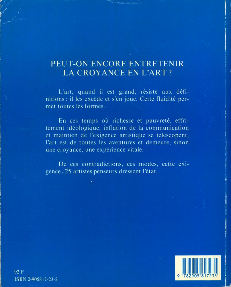 『PEUT - ON ENCORE ENTRETENIR LA CROYANCE EN L'ART? : Rencontres d'Apt - Vaucluse 24 - 25 février 1990』 4